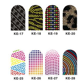 12PCS 3D Full cover Nail Art Stickers Spot Series(NO.3,Assorted Color)