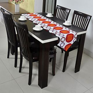 Red Circle Print Thicken Cotton Table Runner