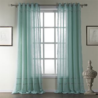 (One Pair) Classic Cotton Stripe Sheer Curtain