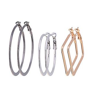 Alloy Circle and Square Hoop Earrings Set(3 Pairs Per Set)