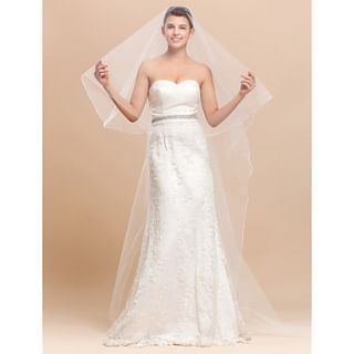 One tier Tulle Chapel Wedding Veil With Pencil Edge
