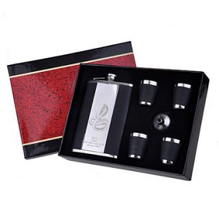 Personalized Graceful 6 pieces Quality Stainless Steel 9 oz Flask Gift Set (More Colors)