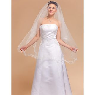 One tier Fingertip Wedding Veils With Finished Edge
