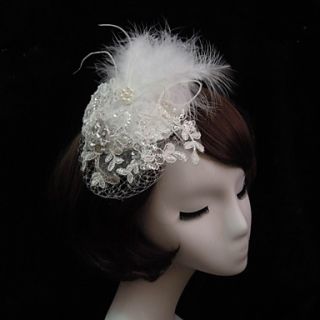 Gorgeous Net/Lace With Pearl/Rhinestone Womens Fascinators