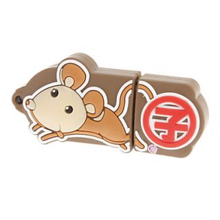 4GB Brown Cartoon Mouse Pattern with Terrestrial Branch USB2.0 Flash Drive