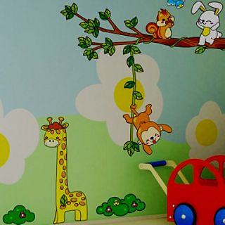 Happy Monkey Rabbit and Deer Wall Sticker