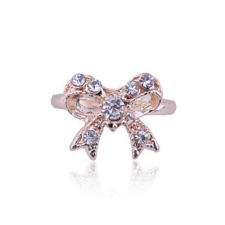 Lovely Crystal Butterfly Bow Adjustable Ring
