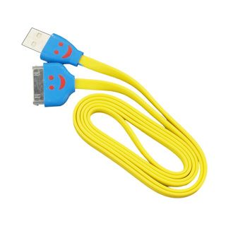Sophia Global Yellow Light up Happy Face 30 pin To Usb Charger And Data Sync Tangle free Flat Cord (Yellow Materials PlasticModel SG1eaLEDSmileFaceDock30pinCableYellowIncluded items One (1) USB charger and data syncCord length 3 feet/1 meter )