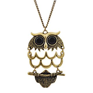 Vintage Metal Color Owl Pendant Necklace