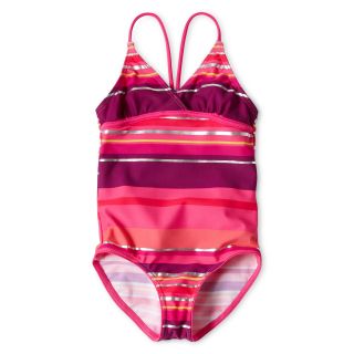 JOE FRESH Joe Fresh Foil Striped One Piece Swimsuit Girls 4 14, Pink