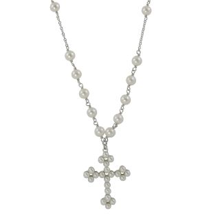 Cultured Freshwater Pearl Cross Necklace, Womens