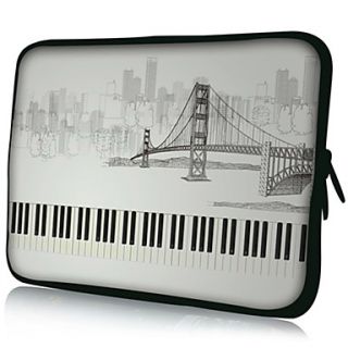 Piano And SceneryPattern Nylon Material Waterproof Sleeve Case for 11/13/15 LaptopTablet
