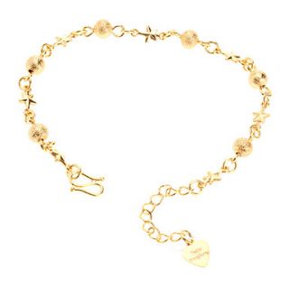 Dull Polish Bead Pentagram Gold plated Bracelace