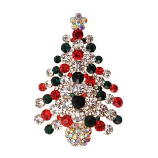 Beautiful Gold Plated Alloy With Rhinestone Christmas Tree Brooch