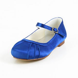 Cute Satin Flat Heel Closed toes Flats with Buckle Flower Girls Shoes(More Colors)