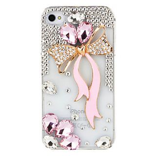 Bowknot Ribbon Zircon Covered Case for iPhone 4/4S