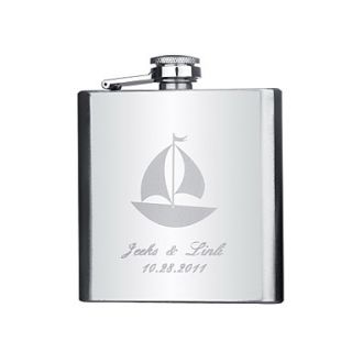 Personalized Stainless Steel 6 oz Flask   Sailboat
