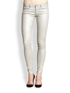 AG Adriano Goldschmied Absolute Legging Coated Skinny Jeans   Eye Shadow Silver