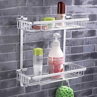 Space Aluminium Double Square Storage Basket with Hooks