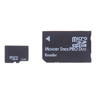 16GB Micro SD/TF SDHC Memory Card and Micro SD SDHC to MS Adapter