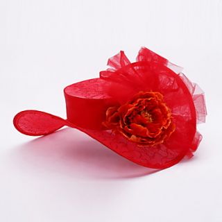 Elegant Satin and Alloy Hats with Flower and Tulle for Wedding/Special Occasion