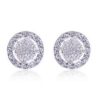 Fashion Silver Plated Full Crystal Rould Earrings