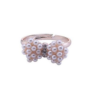 Lovely Pearl Butterfly Bow Adjustable Ring