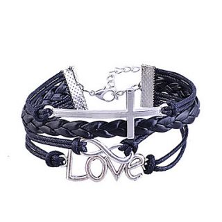 Handmade Braided Alloy Cross Infinity Symbol Love Charm Bracelet