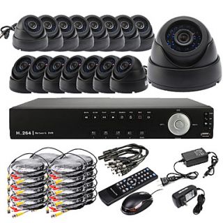 Ultra 16CH D1 Real Time H.264 600TVL High Definition CCTV DVR Kit (16 Day Night CMOS Dome Cameras)