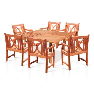 Crossback 60 in. Square Table and Chairs Dining Set   Seats 6 Multicolor  