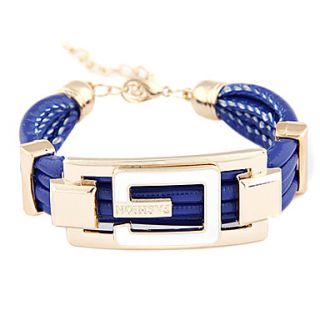 Color Metal Belt Fastener Leather Bracelet(Assorted Color)