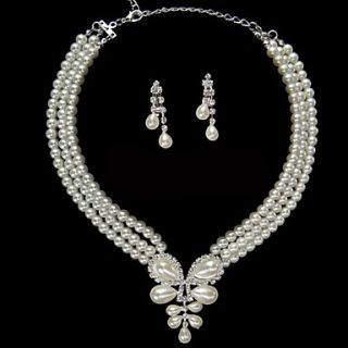 Luxurious Alloy With Pearl Rhinestone Ladies Jewelry Sets
