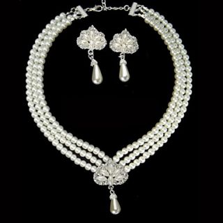 Exquisite Alloy With Pearl Rhinestone Ladies Jewelry Sets