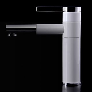 Contemporary Rotatable White Painting Single Handle Bathroom Sink Faucet