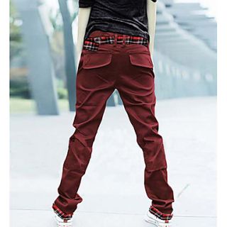 Mens Single Belt Casual Straight Long Pants(Belt not included)