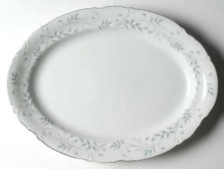 Mikasa Chalfonte 16 Oval Serving Platter, Fine China Dinnerware   Blue Leaves,L