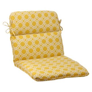 Outdoor Rounded Chair Cushion   Yellow/White Rossmere Geometric