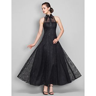 A line High Neck Ankle length Lace Evening Dress (699490)