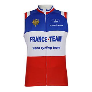Kooplus2013 Championship Jersey France 100% Polyester Wicking Fibers Sleeveless Cycling Vest with Reflective Tape