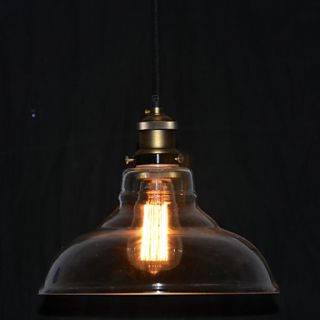 North American Style Bronze 1 Light Pendant In Transparent Shade