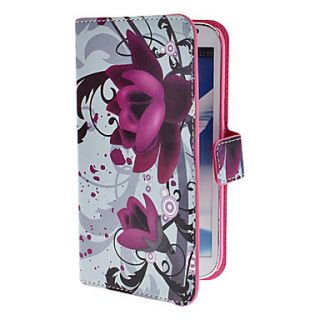 Elegant Purple Flower Pattern PU Leather Case with Stand and Card Slot for Samsung Galaxy Note 2 N7100