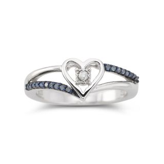 Diamond Accent & Irradiated Blue Diamond Accent Heart Ring, White, Womens