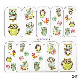 5PCS Water Transfer Printing Nail Art Stickers BOP Sery No.2(Assorted Colors)