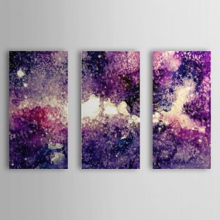 Hand Painted Oil Painting Abstract Purple Tone with Stretched Frame Set of 3 1309C AB0846