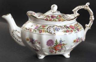 Hammersley Dresden Sprays Teapot & Lid, Fine China Dinnerware   Scallop,Multiflo