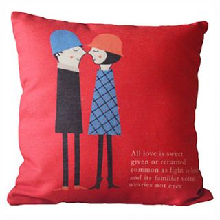 18 Square Sweet Lovers Cotton/Linen Decorative Pillow Cover