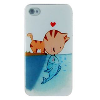 Cat Kiss Fish Dull Polish Embossment Back Case for iPhone 4/4S