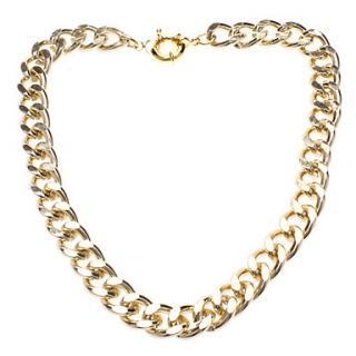 Gold tone Link Chain Chunky Curb Punk Choker Necklace with Spring ring Clasp
