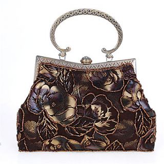 Vintage Pearl Embroidery Floral Evening bag(Lining Color On Random)