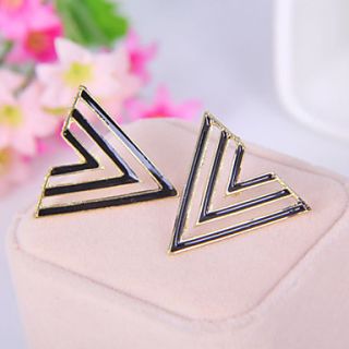Enamel fashion simple hollow candy colored geometric triangle stud earrings (random color)